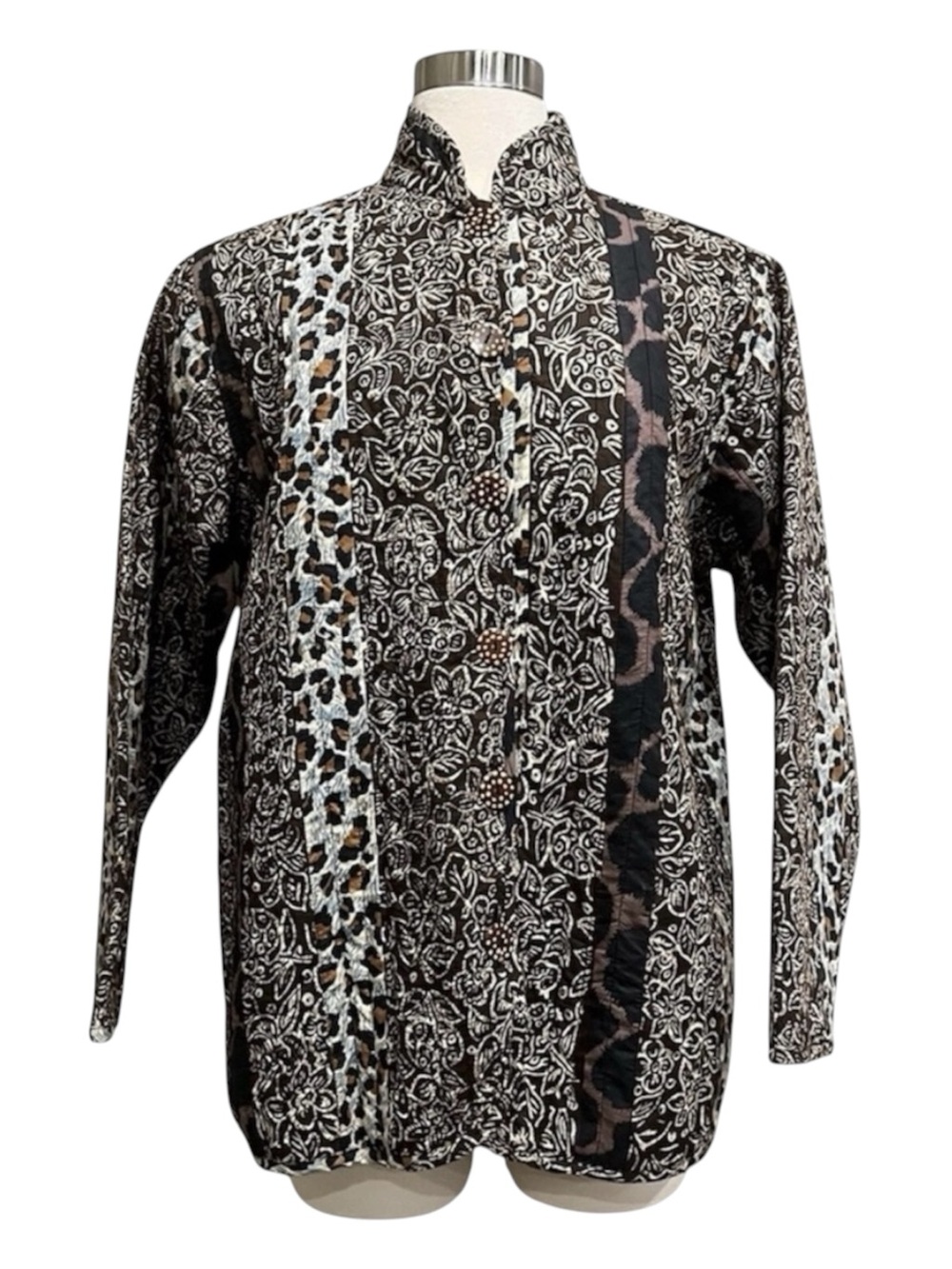 New Direction Women’s Coat 1X Cheetah Floral Quilted Leopard